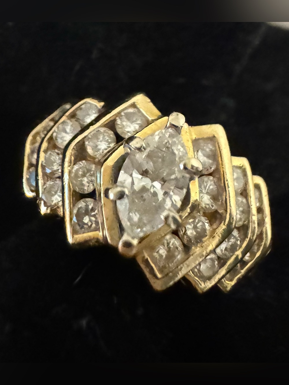 Vintage Marquise- Cut Diamond Ring Sz 6